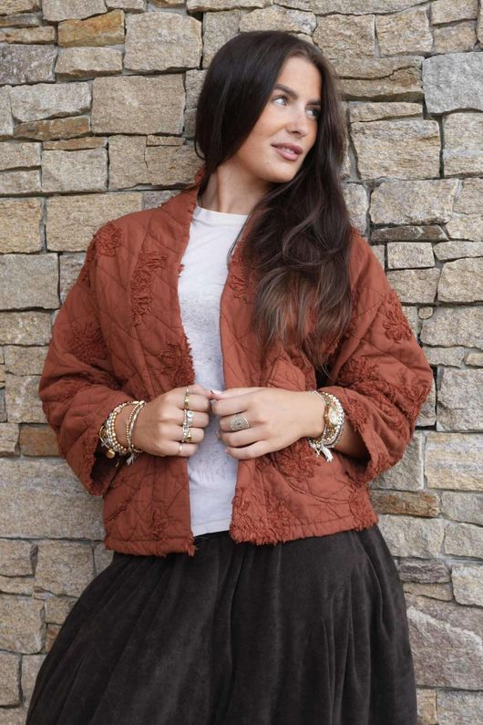 Cabbage Rose Cotton Quilted Jacket Rust /2/15 = *pre order due approx 10 days